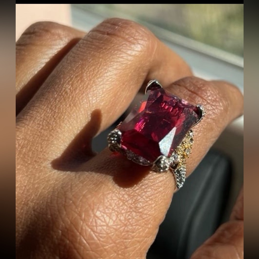 Square Cut Ruby Crystal Swarovski Elements Adjust… - image 2